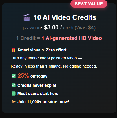 1 🎬10 AI Video Credits