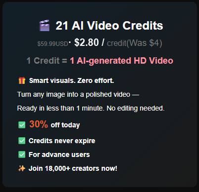 2 🎬21 AI Video Credits